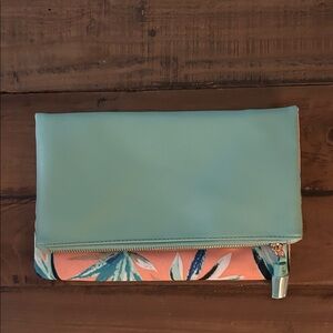 Rachel Pally Aqua and Coral Clutch